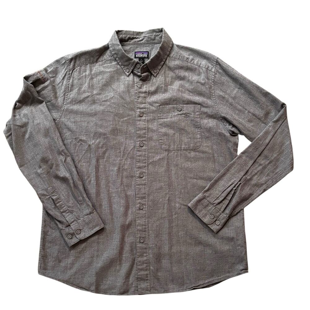 Patagonia Organic Cotton Long Sleeve Gray Button Down Men's Medium